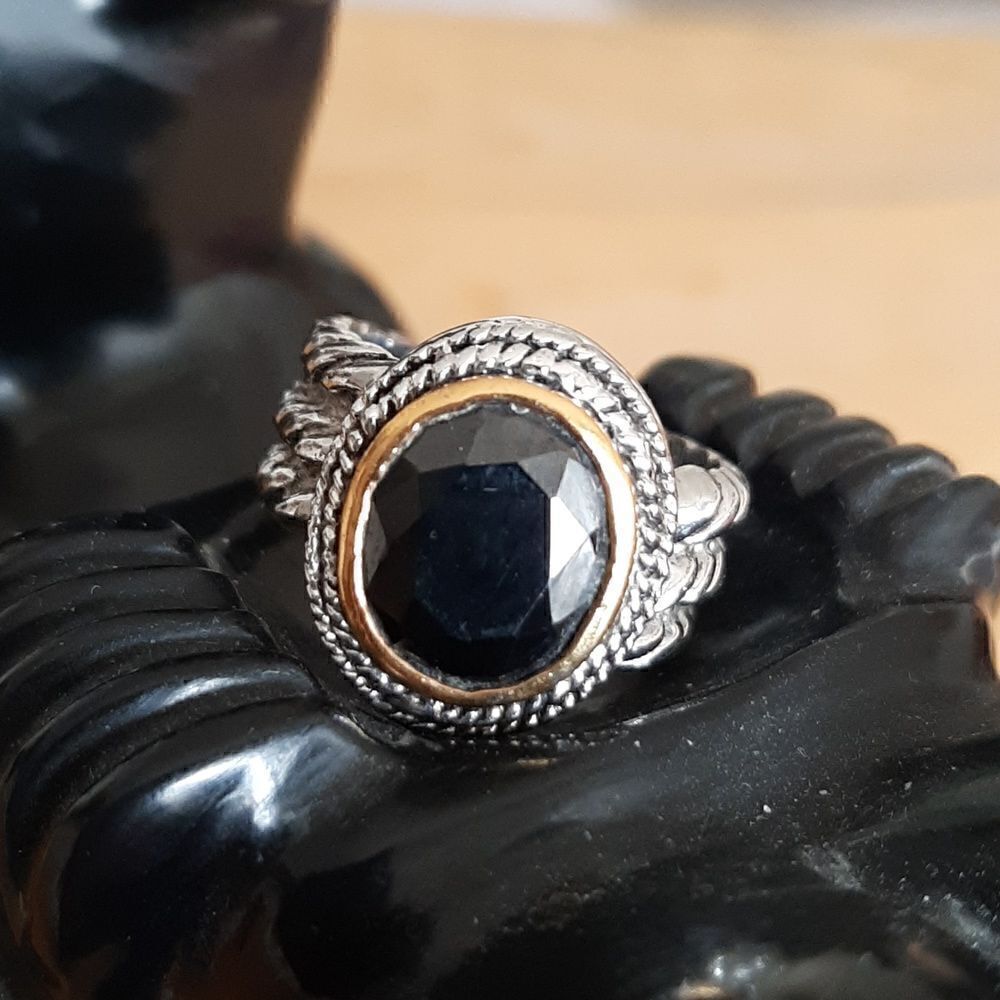 Vintage silver plated rope ring with large amethyst stone.